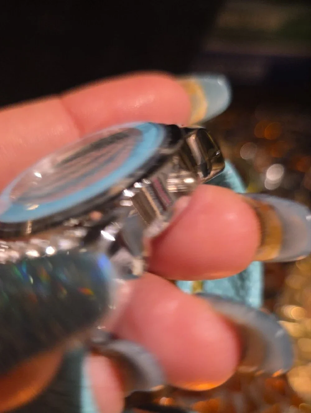 Strada Silver Dial Watch with Light Blue Bezel and Strap